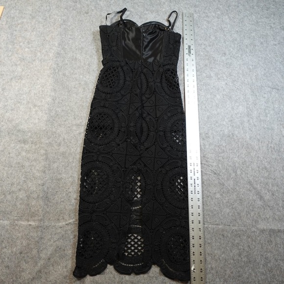 Misha Dress Womens Extra Small Flora Crochet Black Midi Bustier Boning - Picture 5 of 12